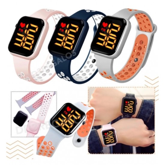 Reloj Pulsera Táctil Digital Led Silicona Adultos Deportivo